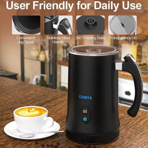 NEW BlackโChinya Milk Frother Automatic Frothe Hot & Cold Functions IcedโCoffee - Picture 4 of 16